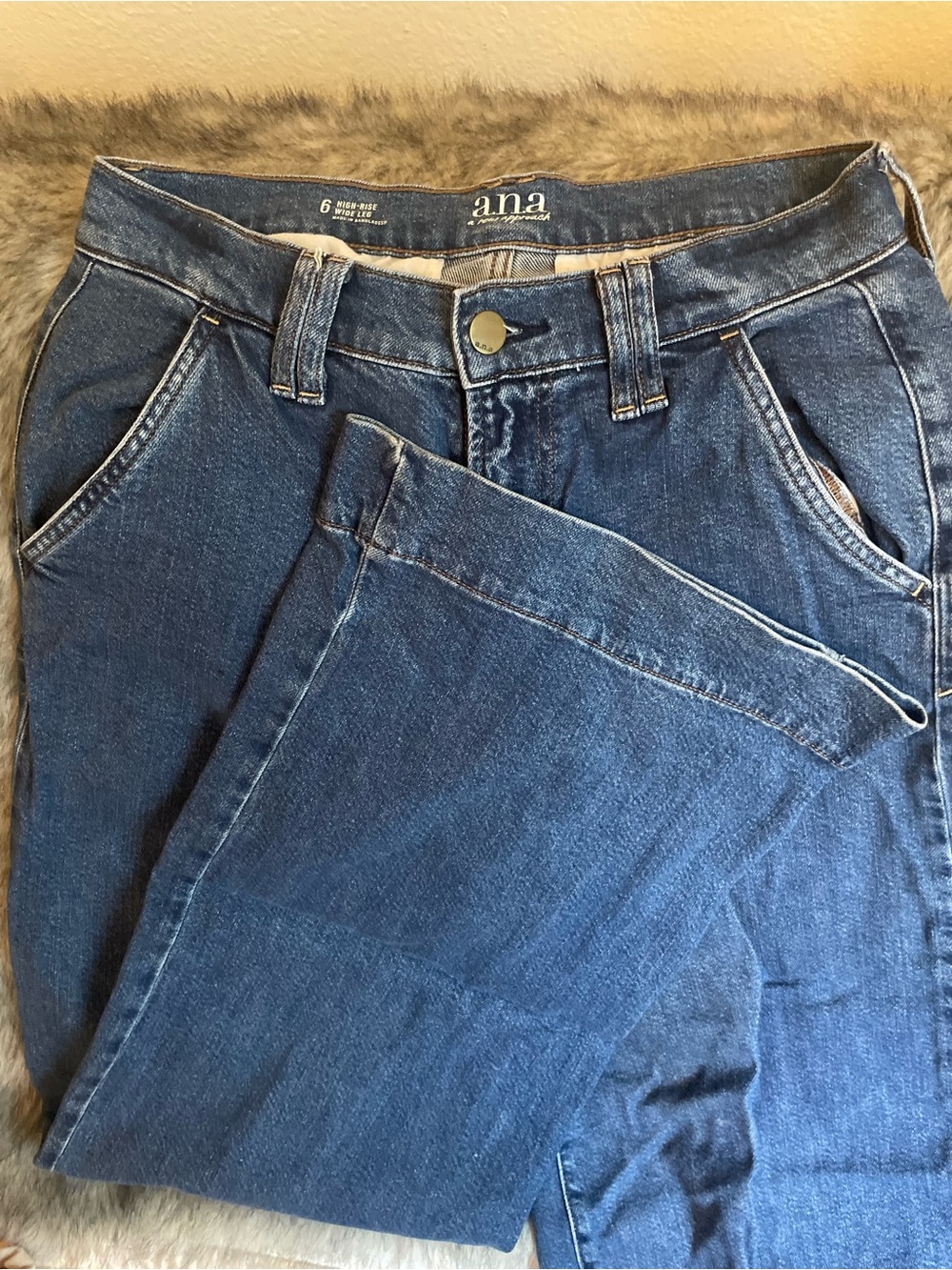 a.n.a High Rise Wide Leg Denim Blue Jeans Size 6